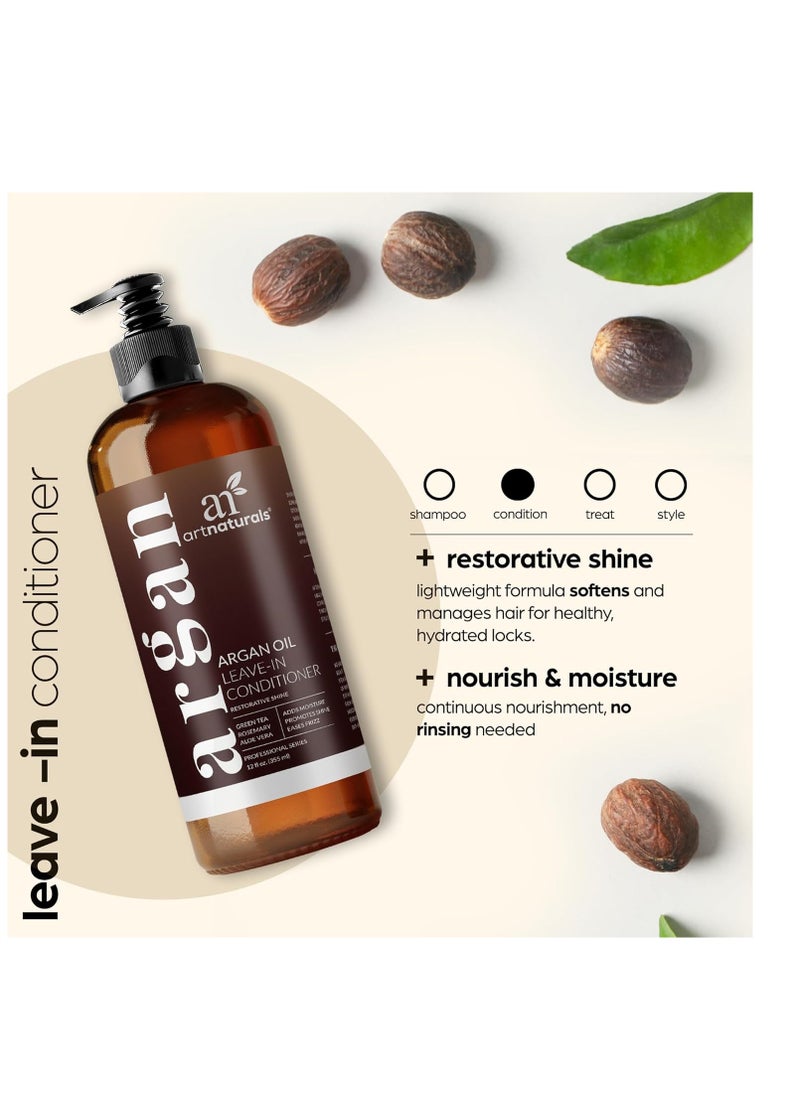 artnaturals - Artnaturals Argan Oil Leave-In Conditioner - (12 Fl Oz / 355ml) - Made with Organic and Natural Ingredients - for All Hair Types – Treatment for Damaged, Dry, Color Treated and Hair Loss (ANHA-0802) - Image 1