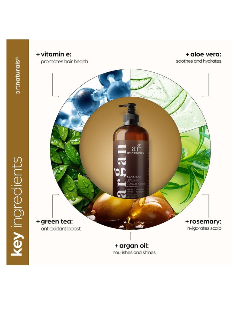 artnaturals - Artnaturals Argan Oil Leave-In Conditioner - (12 Fl Oz / 355ml) - Made with Organic and Natural Ingredients - for All Hair Types – Treatment for Damaged, Dry, Color Treated and Hair Loss (ANHA-0802) - Image 1