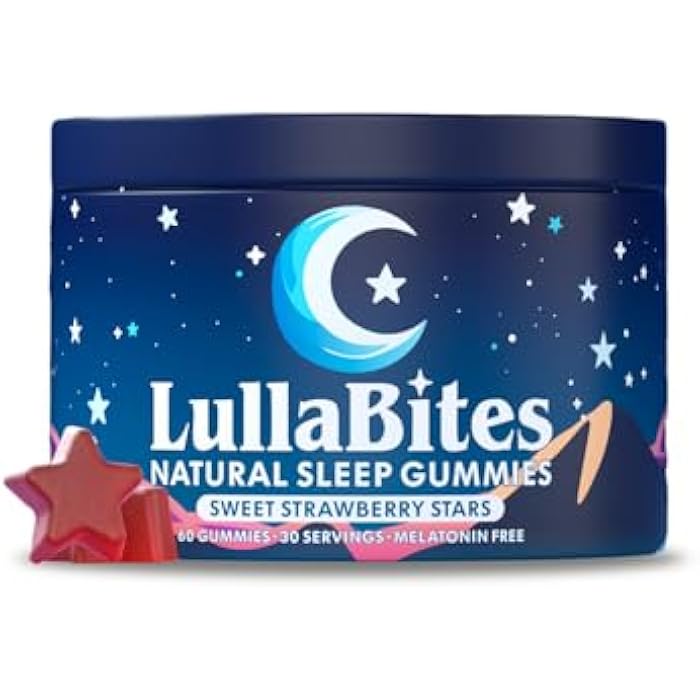 LullaBites - Natural Sleep Gummies - Made in USA - With 5-HTP, L-Theanine, Magnesium & Valerian Root - Melatonin Free - Vegan - Halal - Sugar, Gluten Free - Sweet Strawberry - 60 Gummies - 30 Servings - Image 1