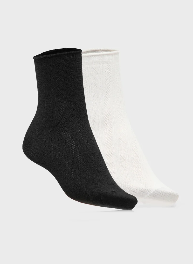 Ginger 2PK Pointelle Crew Socks