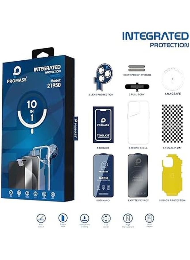 Promass 360° Full Protection Kit For Iphone 14 Pro 【10 Pack】Bumper Case Plus Thermal Sticker Plus Privacy Screen Protector Plus Clear Screen Protector Plus Wireless Charging Ring And Camera Lens Protector - Image 3