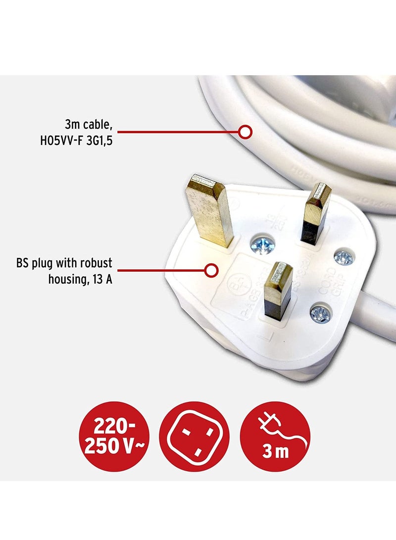 Brennenstuhl 3m Extension cable for indoor use perfect for home and office with 13A BS plug, White - Image 3