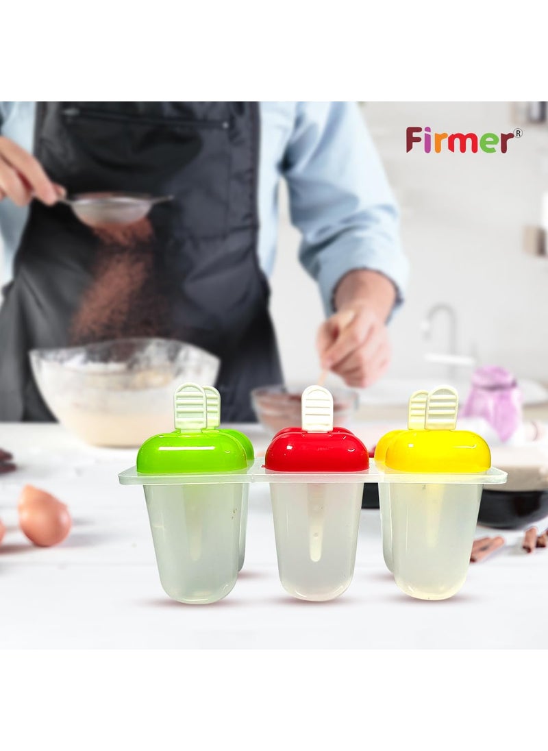 FIRMER - Firmer Food Grade Reusable Ice Candy Mould for Home | Homemade Ice Candy Maker | Frozen Ice Pop Mould | Kulfi Candy for Children and Adult | Multicolor | Set of 6 - Image 1