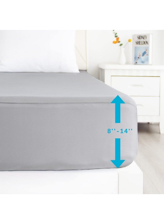 Biloban Twin Fitted Sheet 2 Pack, Twin Bedding Fitted Sheets Only with Deep Pocket up to 14", Bottom Sheet, Shrinkage & Stain Resistant Bed Sheets, Wrinkle Free & Easy Care, Grey - Image 1