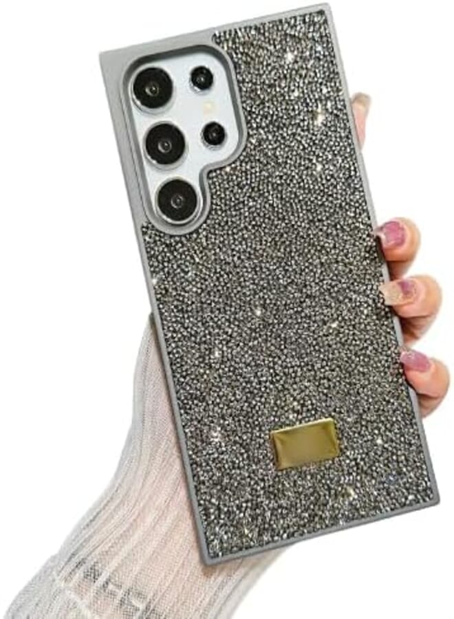 Next store Luxury Phone Case Compatible with Samsung Galaxy S24 Ultra - Shockproof and Drop Protection, Glitter Back Cover. (Silver)