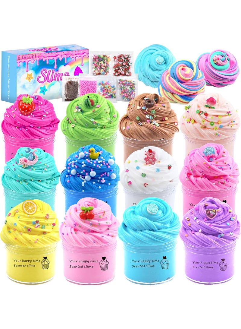 سيمدو طقم سلايم الزبدة 12 قطعة مع حليات على شكل كيك – سلايم ناعم جداً وغير لاصق، لعبة لتخفيف التوتر للبنات، مثالي كهدايا حفلات وأعياد ميلاد - Image 1