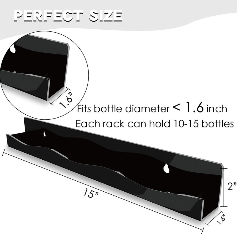 YMVV 15" Nail Polish Rack Wall Mounted Shelf,6 Pack Black Acrylic Organizer Supplies for Nail Techs,Great Display for Salons Retailers - Image 2