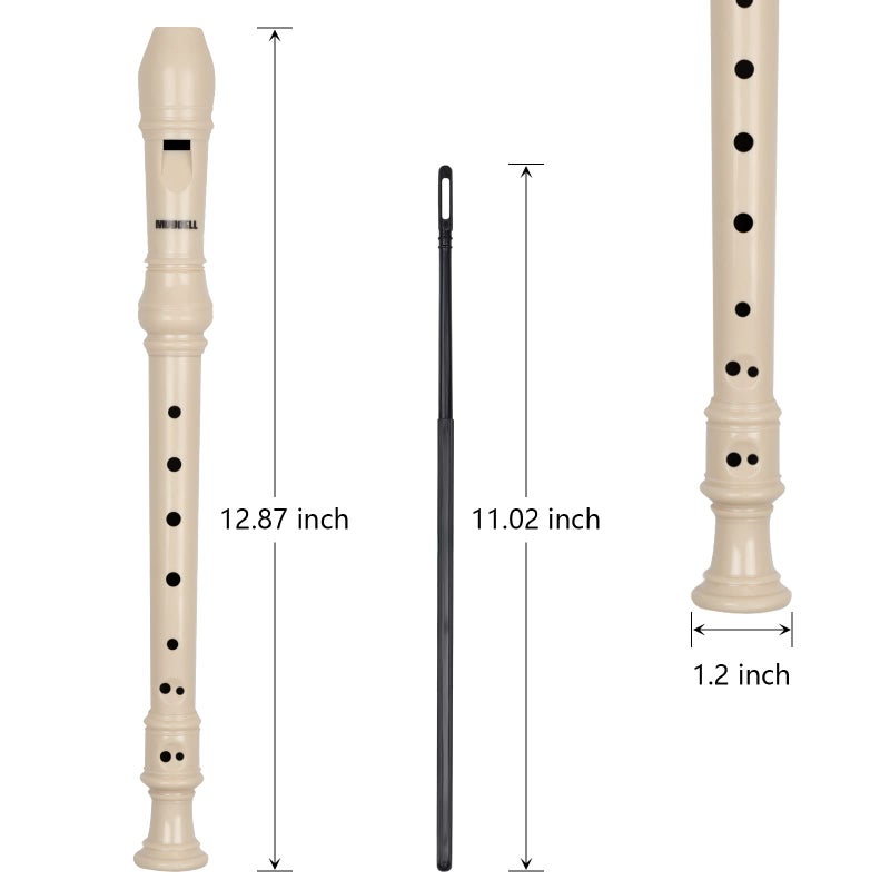 MUSCELL Recorder Instrument,8 Holes German Soprano Recorder Musical Instruments for Kids/Adults,3 packs(Natural,Blue,Red) - Image 4