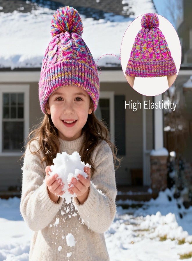 HOPSOOKEN Kids Winter Hat Warm Fleece Beanie with Pom Pom Thick Knit Cap Gifts for Girls Boys 3-8 Years(Rainbow) - Image 5
