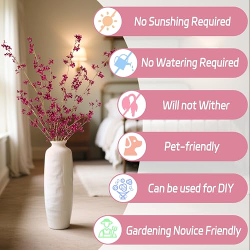 Ammyoo 4Pcs Fake Flowers Blossom Branches Artificial Flowers for Indoor Decor, Faux Long Stem Realistic Indoor Plants for Vase Wedding Home Office Bedroom Party Table Centerpieces Decor - Image 4