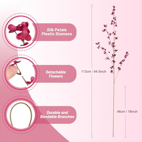 Ammyoo 4Pcs Fake Flowers Blossom Branches Artificial Flowers for Indoor Decor, Faux Long Stem Realistic Indoor Plants for Vase Wedding Home Office Bedroom Party Table Centerpieces Decor - Image 3