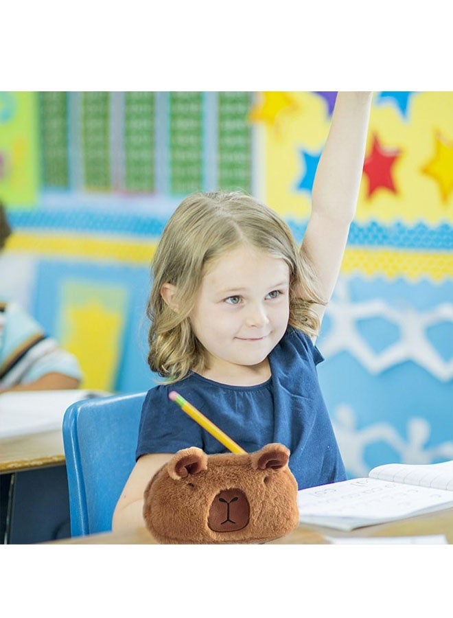 Capybara Animal Pencil Pouch, Plush Capybara Pen Bag, Cute Fluffy Plush Pencil Case, Kawaii Pencil Pouch with Zipper, Capybara Pencil Bag for Boys and Girls - Image 4