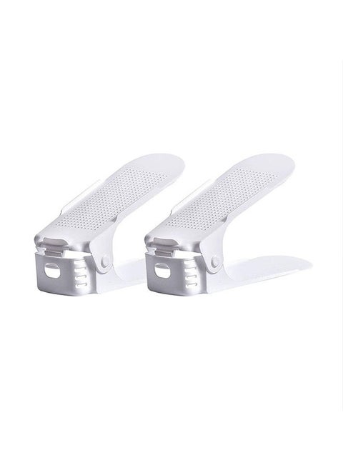 BePrincess Set Of 2Pcs Adjustable Shoe Slots Organizer Double Layer Stack Display Rack Space Saver Shoe Storage Rack Holder for Closet Organization (Grayish white)