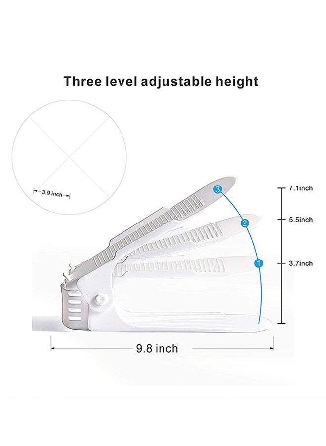 BePrincess Set Of 2Pcs Adjustable Shoe Slots Organizer Double Layer Stack Display Rack Space Saver Shoe Storage Rack Holder for Closet Organization (Grayish white)