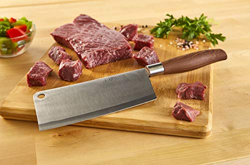 IMUSA USA IMU-73053 5.5" Stainless Steel Cleaver with Woodlook Handle - Image 2