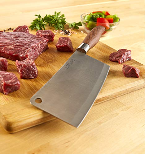 IMUSA USA IMU-73053 5.5" Stainless Steel Cleaver with Woodlook Handle - Image 4