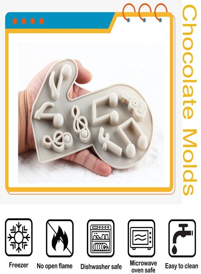 YIMINGMOLD قوالب سيليكون YIMINGMOLD على شكل نوتات موسيقية، مجموعة قوالب حلوى موسيقية مكونة من قطعتين - Image 3