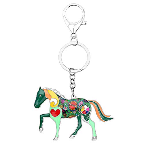 BONSNY Enamel Metal Horse Key chains For Women Girls Gifts Car Purse Animal Pendant Charms toy (Green) - Image 4