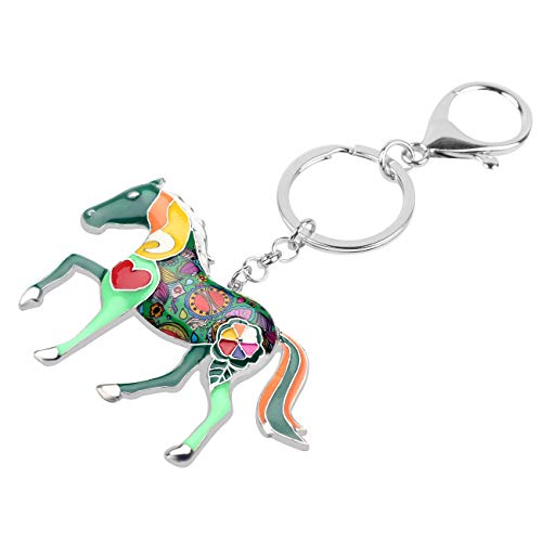 BONSNY Enamel Metal Horse Key chains For Women Girls Gifts Car Purse Animal Pendant Charms toy (Green) - Image 3