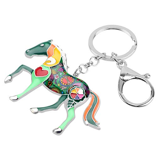BONSNY Enamel Metal Horse Key chains For Women Girls Gifts Car Purse Animal Pendant Charms toy (Green) - Image 2