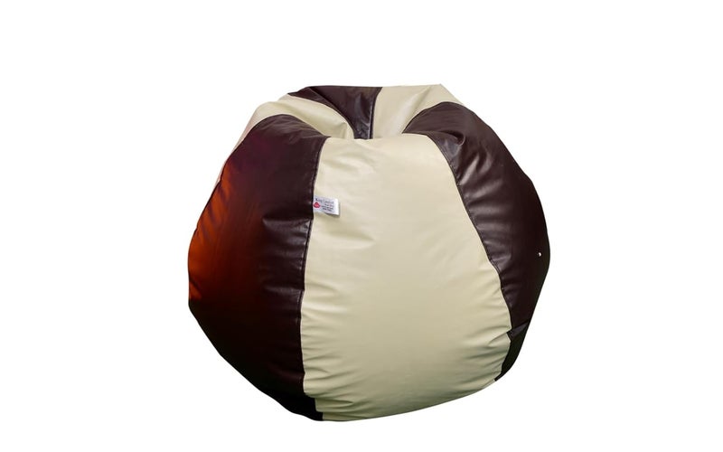 King Comfort Double Color Faux Leather Bean Bag Cover Without Beans Lounge Chair Cover for Home Office Bedroom Hall Tear Drop Shape Brown Cream XL