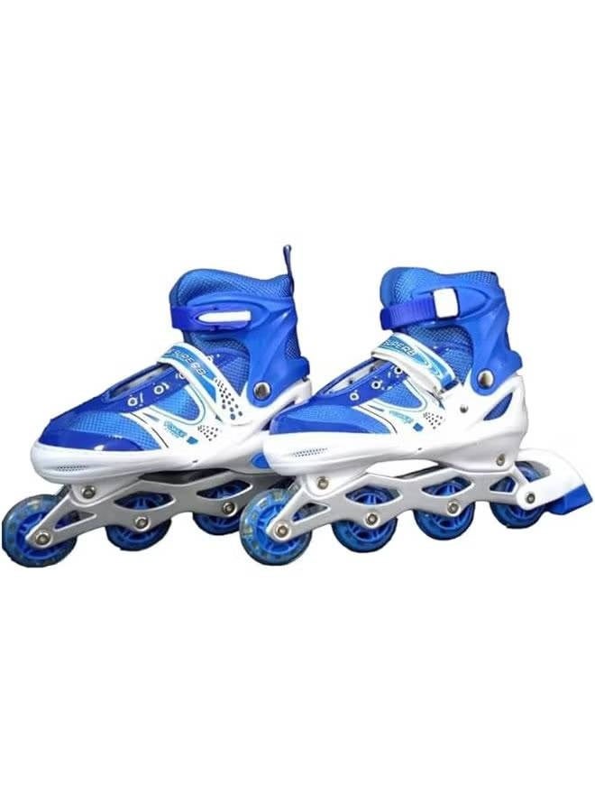 Blue and White Inline Skates, Adjustable Size 39-42