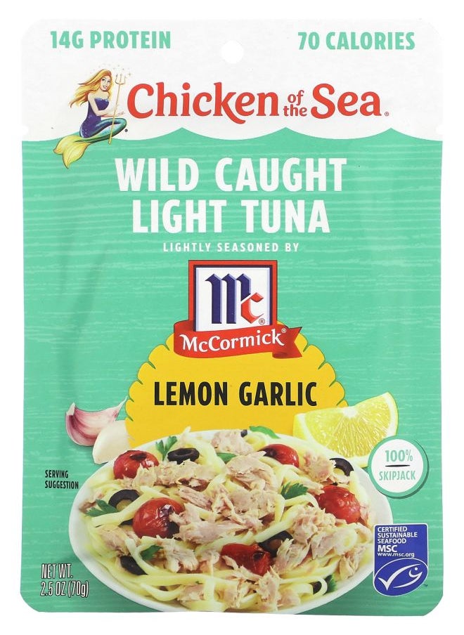 Chicken Of The Sea Wild Caught Light Tuna Lemon Garlic 2.5 oz (70 g) 
