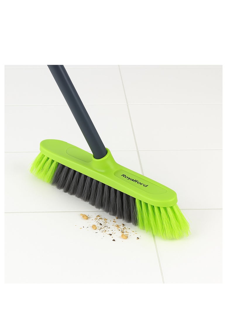 Royalford Broom with Long Handle RF4886GR Indoor Outdoor Floor Sweeper with Soft Dense Bristles Lightweight & Durable Broom for Hardwood, Tile, Laminate Green Grey Ergonomic Cleaning Tool Multicolor - Image 1