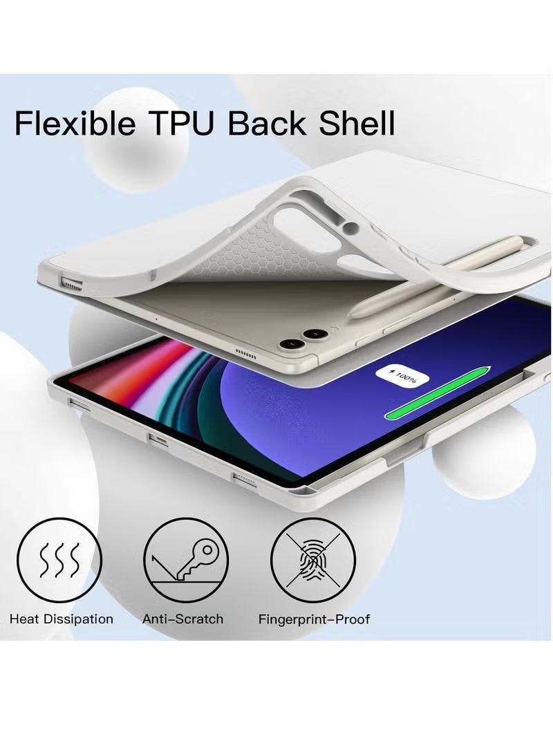GENNEXT Case for Samsung Galaxy Tab S10 Plus / Tab S9 Plus 12.4-Inch – Soft TPU Tri-Fold Stand Protective Cover with S Pen Holder, S Pen Charging Support, Auto Wake/Sleep (White) - Image 4