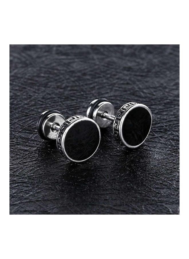 Generic Man Fashion Titanium Earbob Ear Studs Cool Flat Round Shape Earrings  - Image 2