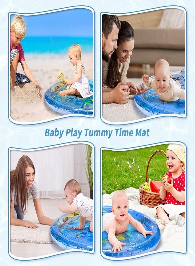 Baby Kids Water Play Mat Toys Inflatable Tummy Time Water Play Mat and Toddlers Perfect Fun Activity Inflatable Mat, Outdoor Water Play Mat for Baby (40 x 40 x 2.5 inches), Blue - Image 3