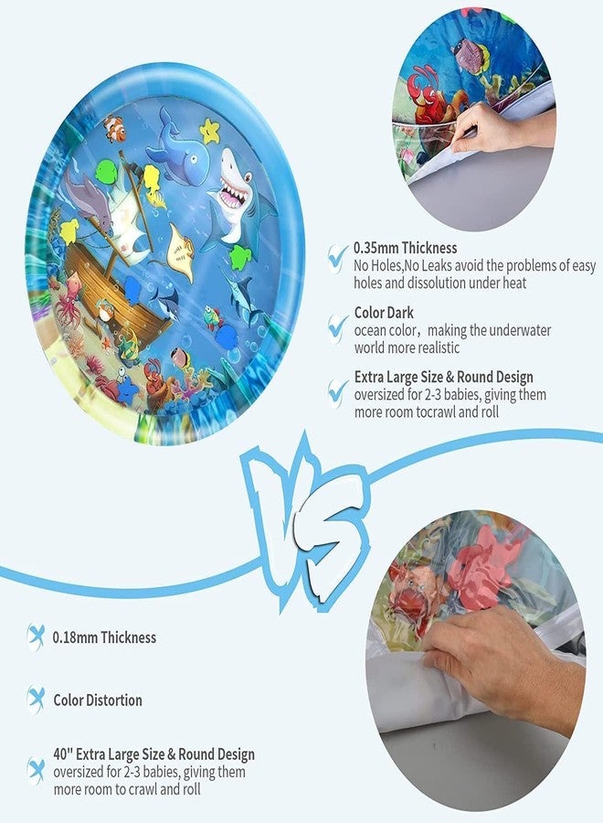 Baby Kids Water Play Mat Toys Inflatable Tummy Time Water Play Mat and Toddlers Perfect Fun Activity Inflatable Mat, Outdoor Water Play Mat for Baby (40 x 40 x 2.5 inches), Blue - Image 2