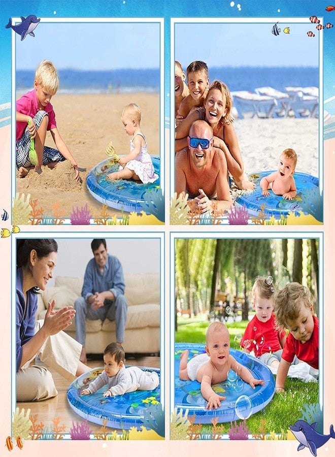Baby Kids Water Play Mat Toys Inflatable Tummy Time Water Play Mat and Toddlers Perfect Fun Activity Inflatable Mat, Outdoor Water Play Mat for Baby (40 x 40 x 2.5 inches), Blue - Image 5