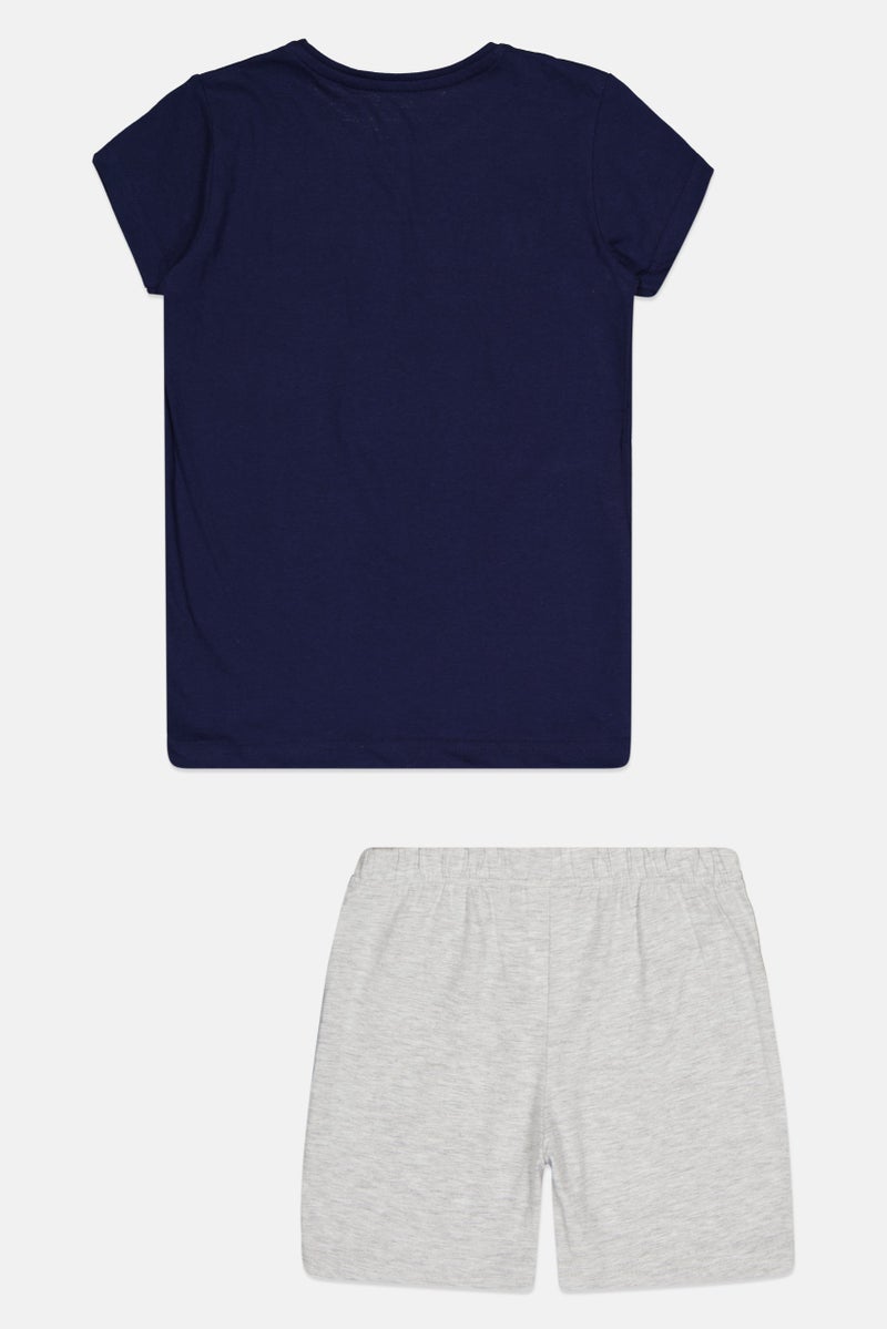 NASA Kids Girl 2Pcs Graphic Print Top And Shorts Sleepwear Set, Multicolor - Image 2