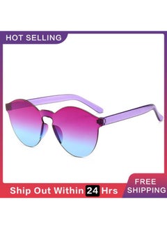2023 Rimless Sunglasses Women Ocean Color Lens Sun Glasses Colorful Round frame Transparent Shades UV400 Oculos De Sol Gafas-Lenses Color:19-Ships From:CHINA