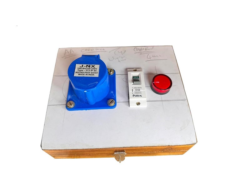 HIKEN Wooden Electric Extension Board with Female Industrial Socket MCB and Holder with Complete Wire 4 Meter Wire - Image 2