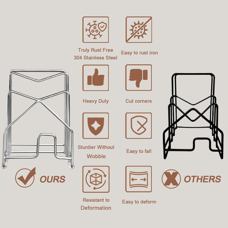 SUNFICON Pot Lid Organizer Cutting Board Holder Inside Cabinet 304 Stainless Steel Pots and Pan Organizer Under Cabinet Pot Cover Cookie Sheet Bakeware Serving Tray Cooling Rack Stand Kitchen Countertop - Image 5