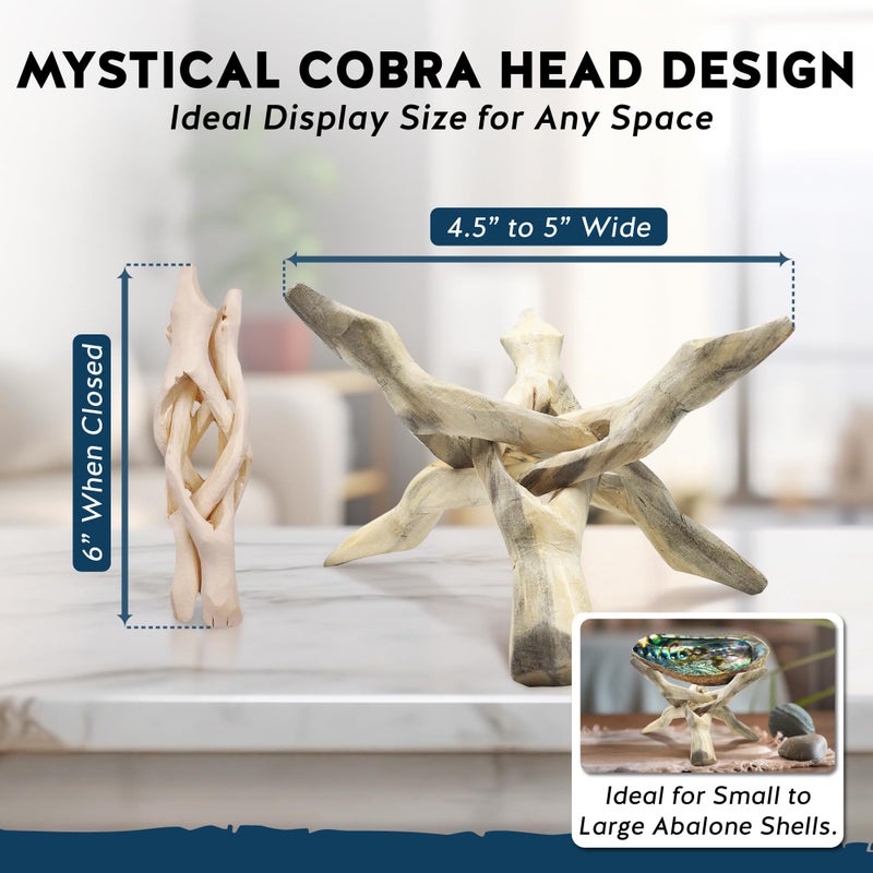 Alternative Imagination Wooden Tripod Display Stand - 6-Inch Hand Carved Holder Made from Mango Wood -Folding Natural Stand for Abalone Shell, Crystal Ball, Key Bowl,Trinket Dish, Incense,Decor & More - Image 3