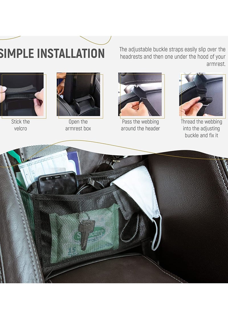 MLADEN Car Net Pocket Handbag Holder,Car Mesh Organizer,Advanced Seat Back Storage Netting Bag Car Accessories for Purse Storage Phone Documents Pocket,Tissue Holder,Barrier of Backseat Pet Kids (Black)  - Image 4