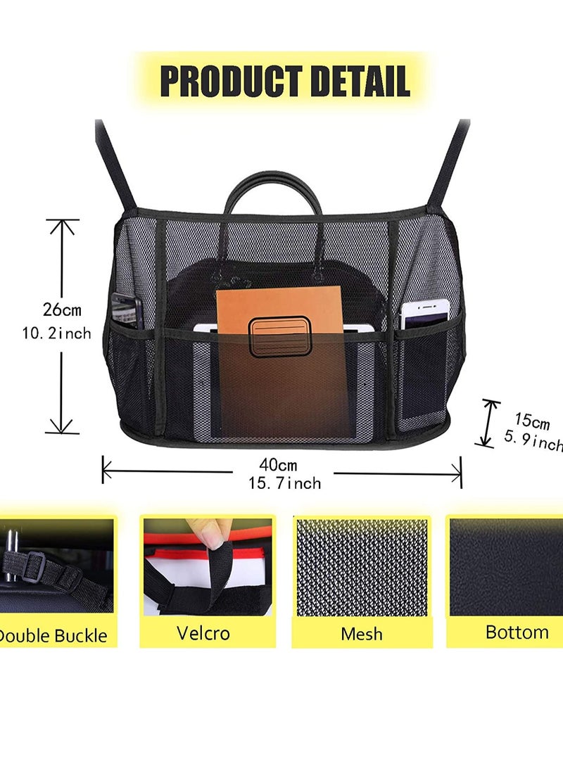 MLADEN Car Net Pocket Handbag Holder,Car Mesh Organizer,Advanced Seat Back Storage Netting Bag Car Accessories for Purse Storage Phone Documents Pocket,Tissue Holder,Barrier of Backseat Pet Kids (Black)  - Image 2