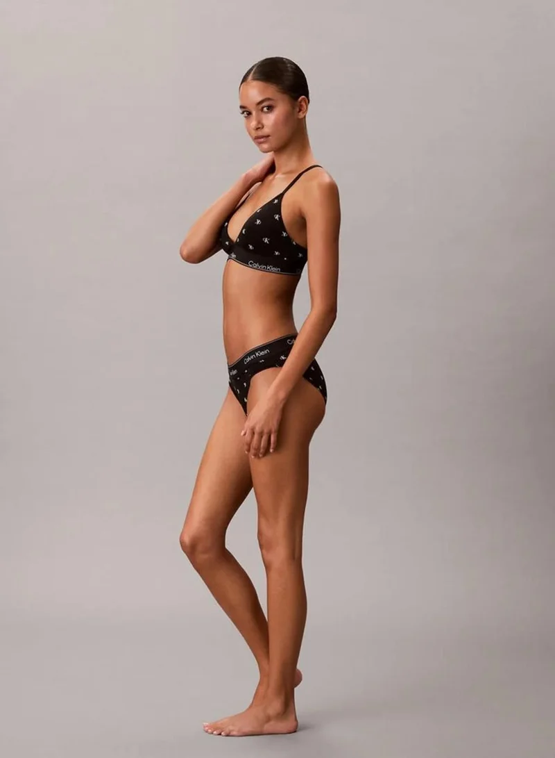 Calvin Klein DIAMOND LOGO+BLACK Lightly Lined Triangle Bralette - Icon Cotton Modal for Women | Best Price UAE