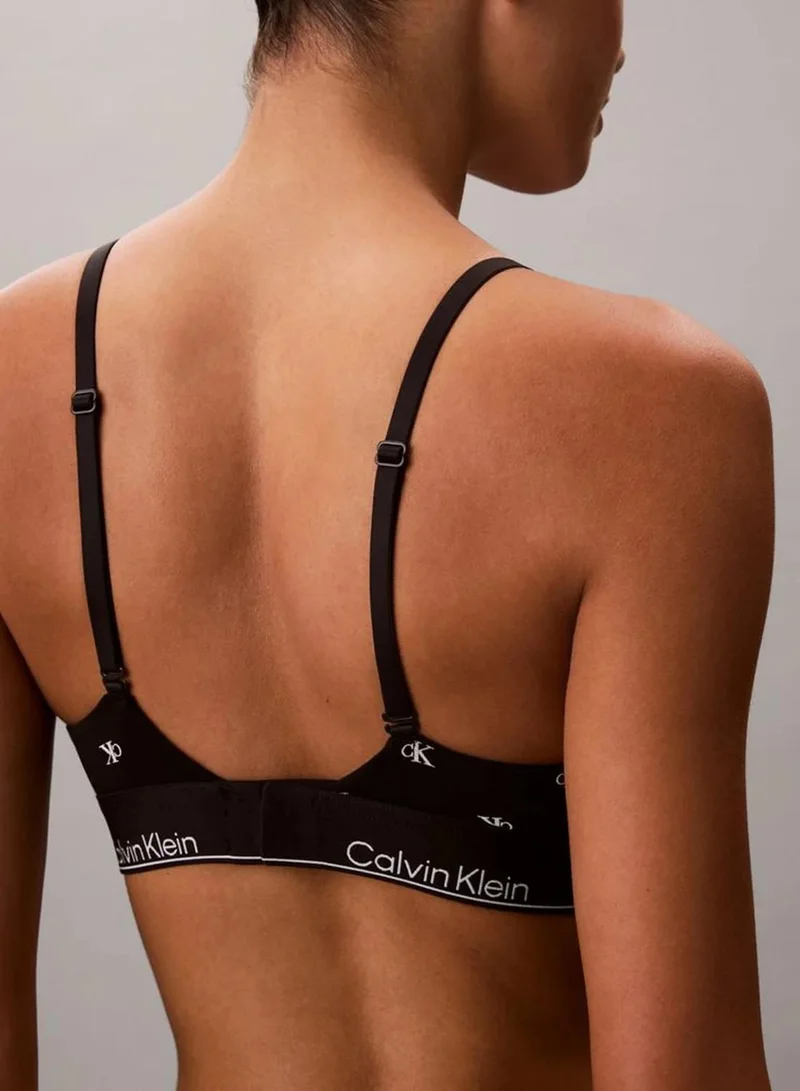 Calvin Klein DIAMOND LOGO+BLACK Lightly Lined Triangle Bralette - Icon Cotton Modal for Women | Best Price UAE