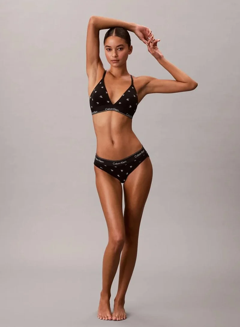 Calvin Klein DIAMOND LOGO+BLACK Lightly Lined Triangle Bralette - Icon Cotton Modal for Women | Best Price UAE