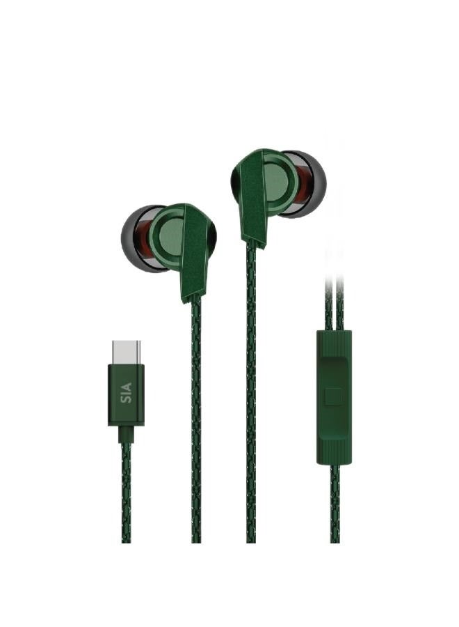 sia BRAIDED WIRED TYPE-C EARBUDS WITH 2 MIC AND VOLUME CONTROL 1.2M - Image 1