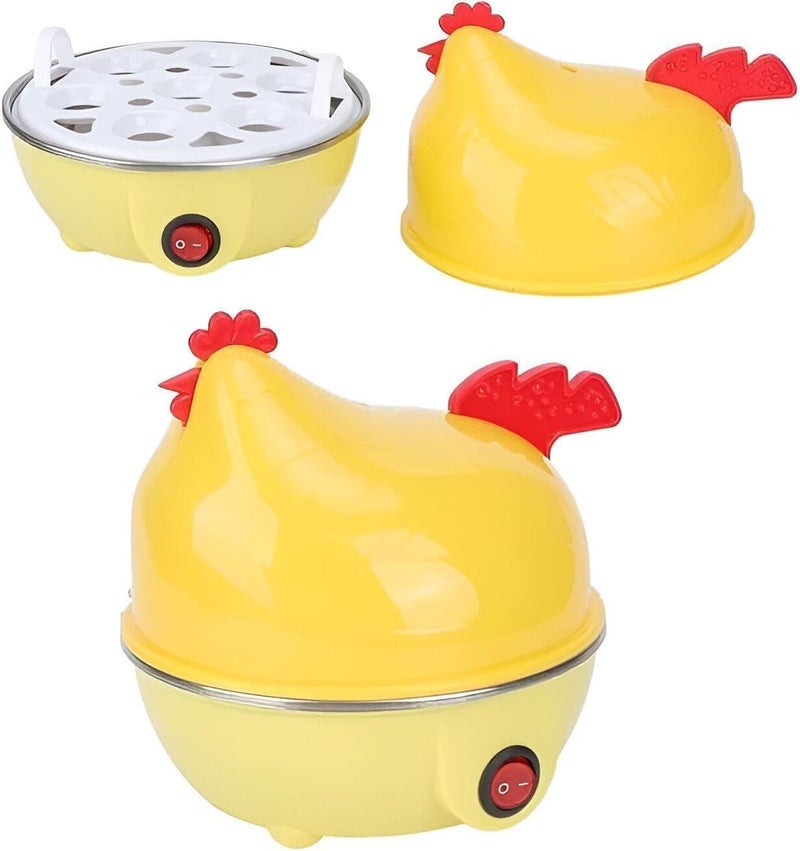 Electric Egg Boiler | 350 Watt | Boils Upto 7 Eggs | Automatic | 3 Boiling Modes | Overheat Protection | Egg Poacher| Stainless Steel Heating Plate, Measuring Cup | 75ml | Plastic |Yellow
