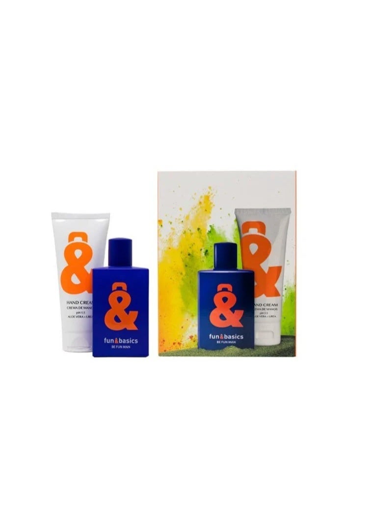 Fun & Basics Man Perfume Gift Set EDT Be Fun 2 Piece Set 100ml edt + 100ml hand cream ph5.5 aloe vera urea