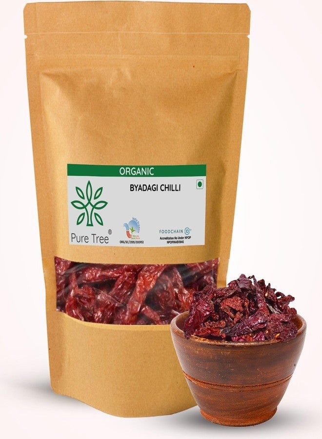 Pure Tree Certified Organic Byadagi Chilli Whole | 100 g | Byadagi Chilli Whole Stemless | Byadagi Mirchi Whole | Bedgi Mirchi, Byadgi Kaddi Known For Vibrant Red Color Unique Flavor - Image 1