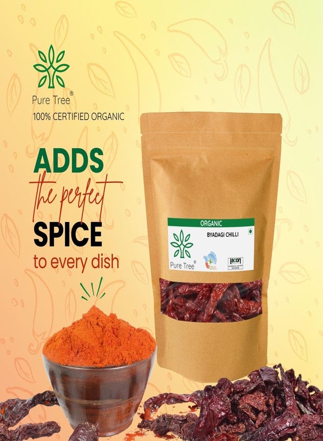 Pure Tree Certified Organic Byadagi Chilli Whole | 100 g | Byadagi Chilli Whole Stemless | Byadagi Mirchi Whole | Bedgi Mirchi, Byadgi Kaddi Known For Vibrant Red Color Unique Flavor - Image 4