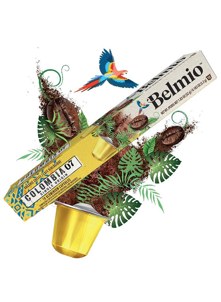 Belmio Bio Single Origin Colombia - 120 Coffee Capsules - Colombia Espresso - Intensity 7 - Aluminum Nespresso Compatible Capsules - Made in Belgium - Image 2