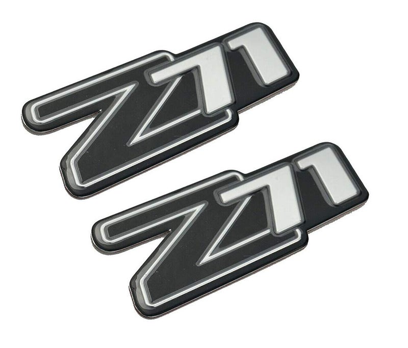 Two Pcs Z71 Emblems Aluminum Badge Sticker Rear Liftgate Side Panel Replacement For Silverado 2500Hd 3500Hd Sierra Tahoe Black Chrome